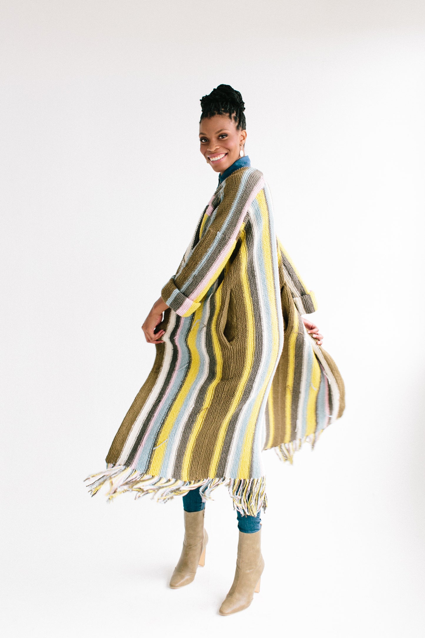 Moise Striped Cardigan, Ethiopian Cotton