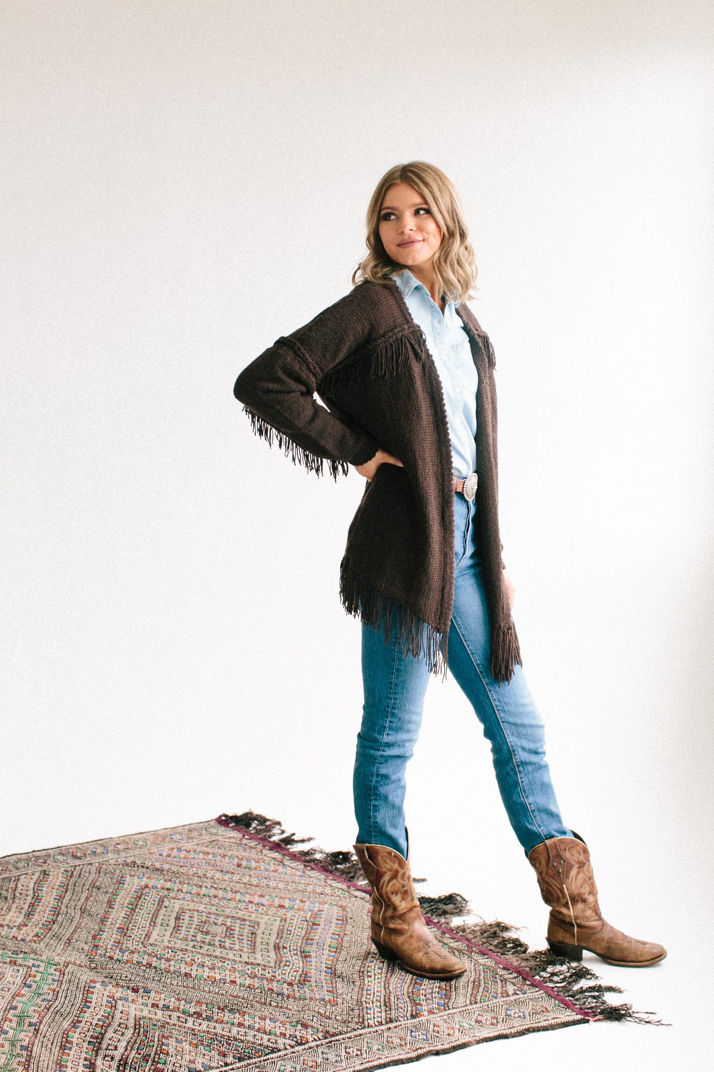 Felicita Fringe Cardigan in Organic Merino