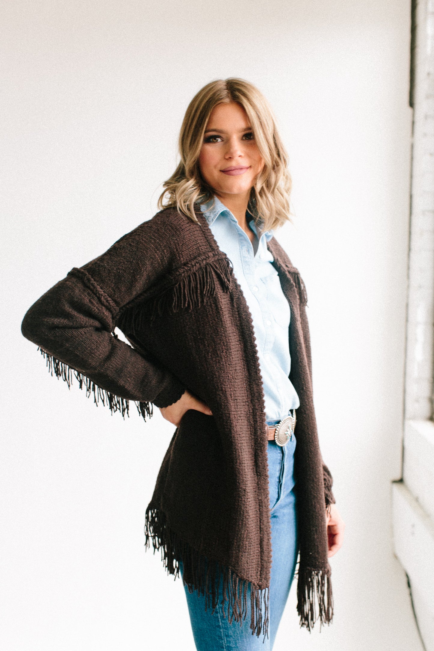 Felicita Fringe Cardigan in Organic Merino