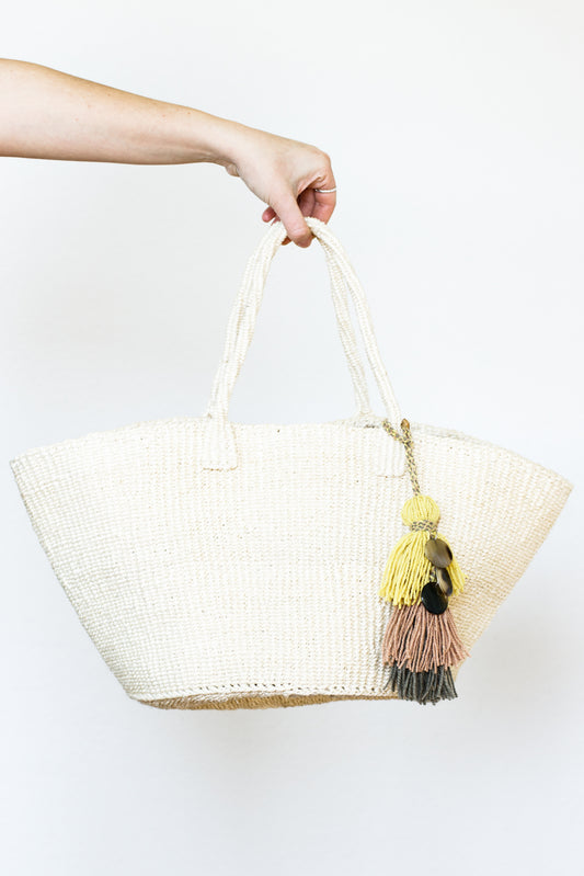 Sisal Market Bag with Embellishment, Natural
