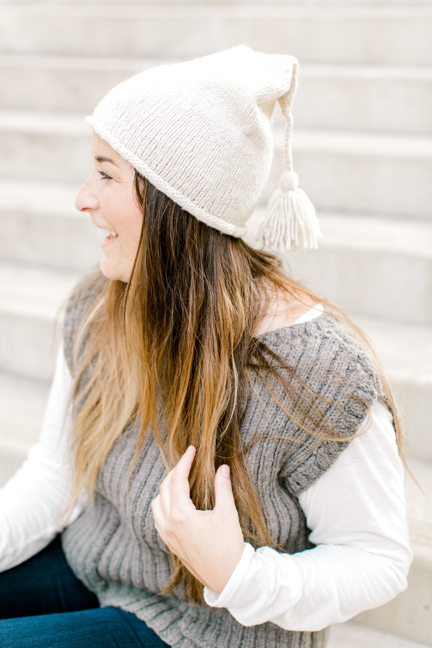 Knitting Pattern Set, Chantal Tassel Hat + Cowl