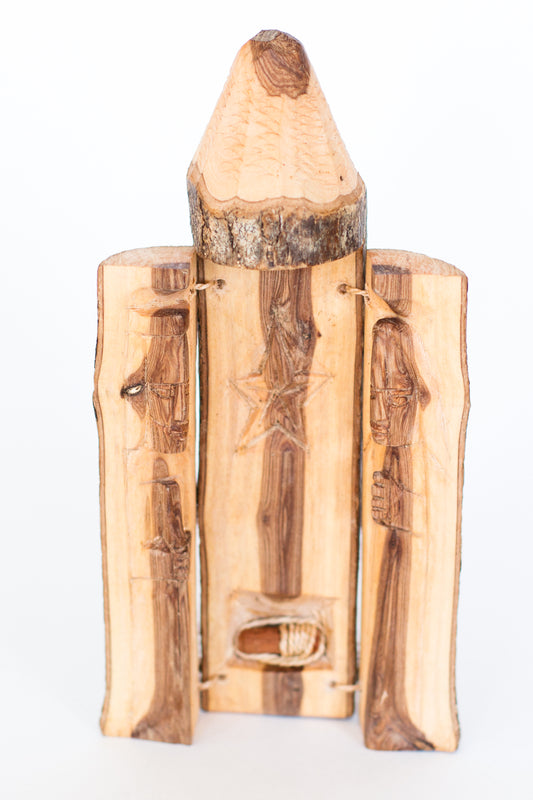 Olive Wood Nativity with Hinged Doors
