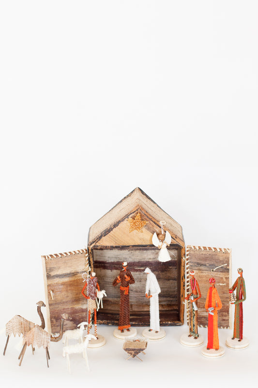 Banana Fiber Nativity with Stable