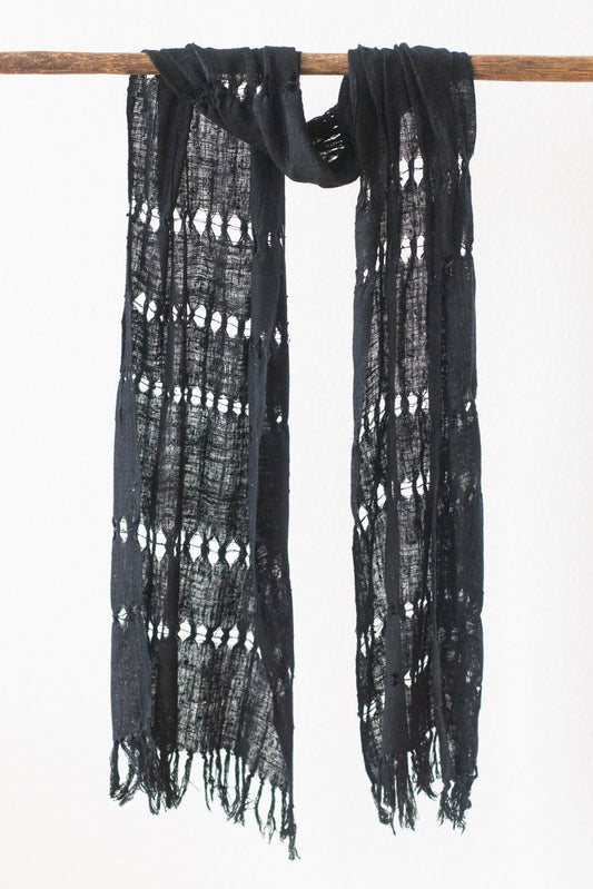 Wild Silk Spider Weave Scarf, Black Mud