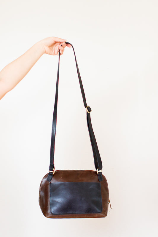 Aster Handbag, Chocolate and Black