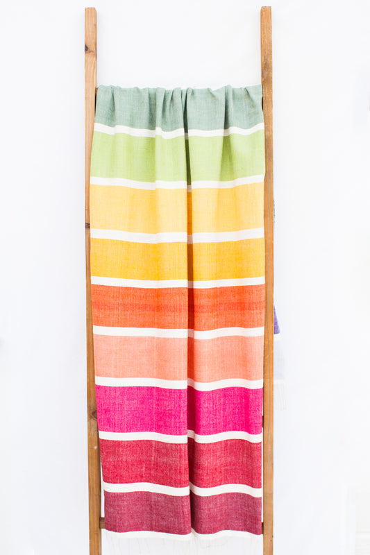 Handwoven Bath Sheet, Rainbow
