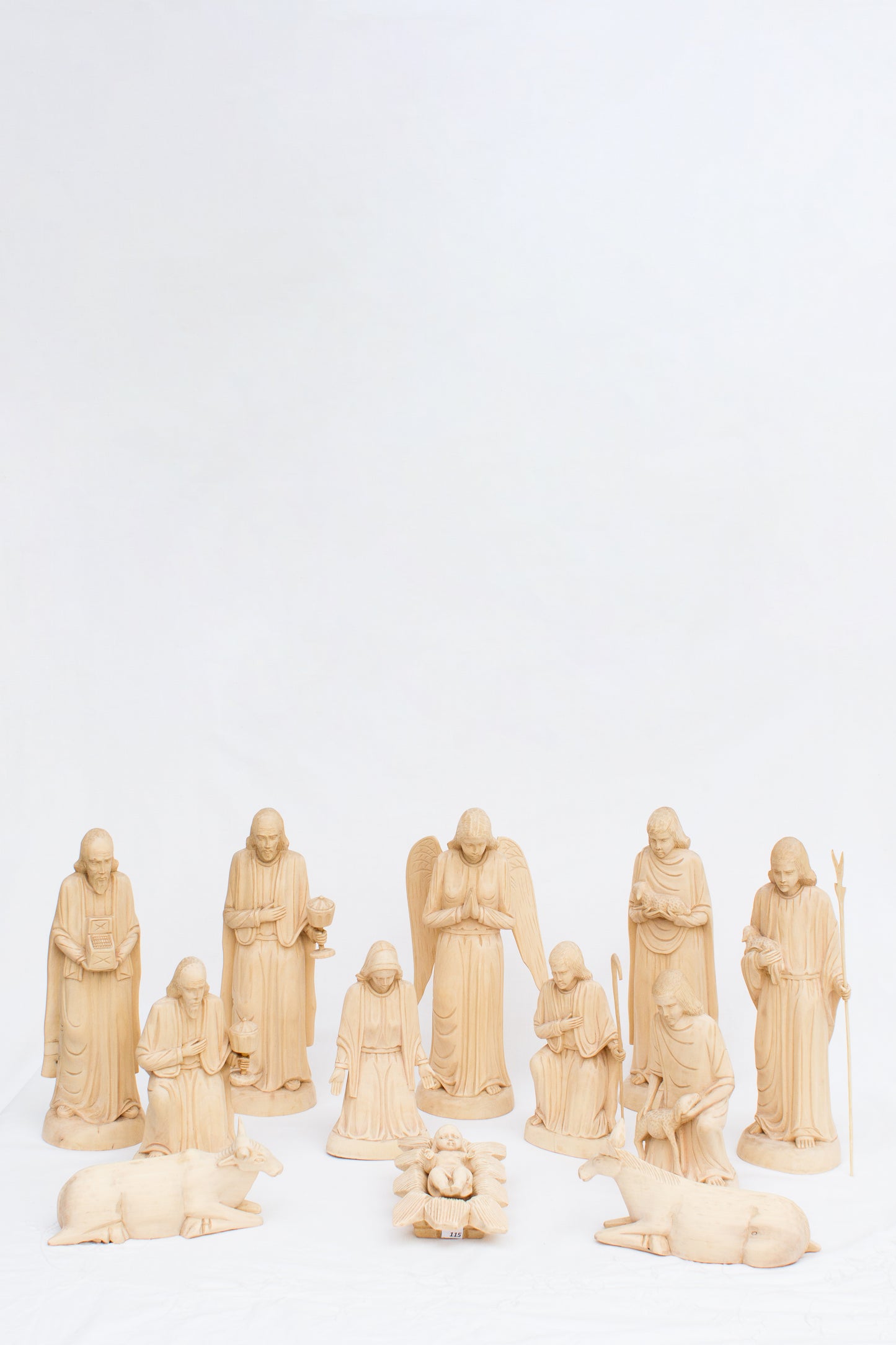 Large Ornate Nativity, Fanazava Wood (13 piece)