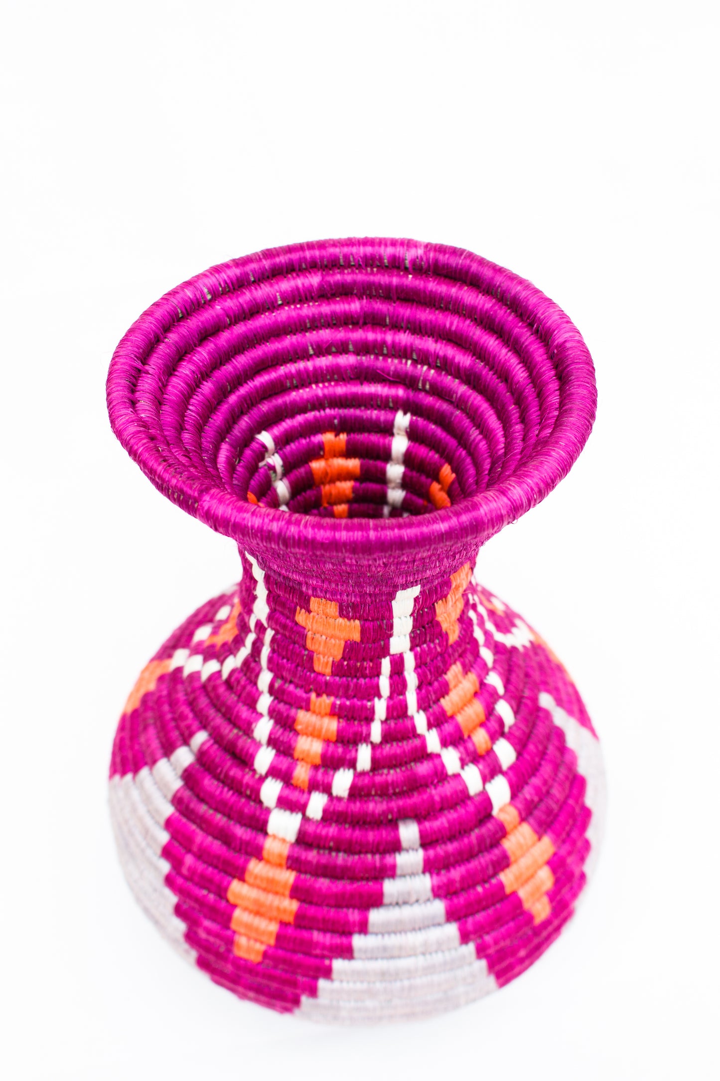 Woven Fluted Vase, Hot Pink