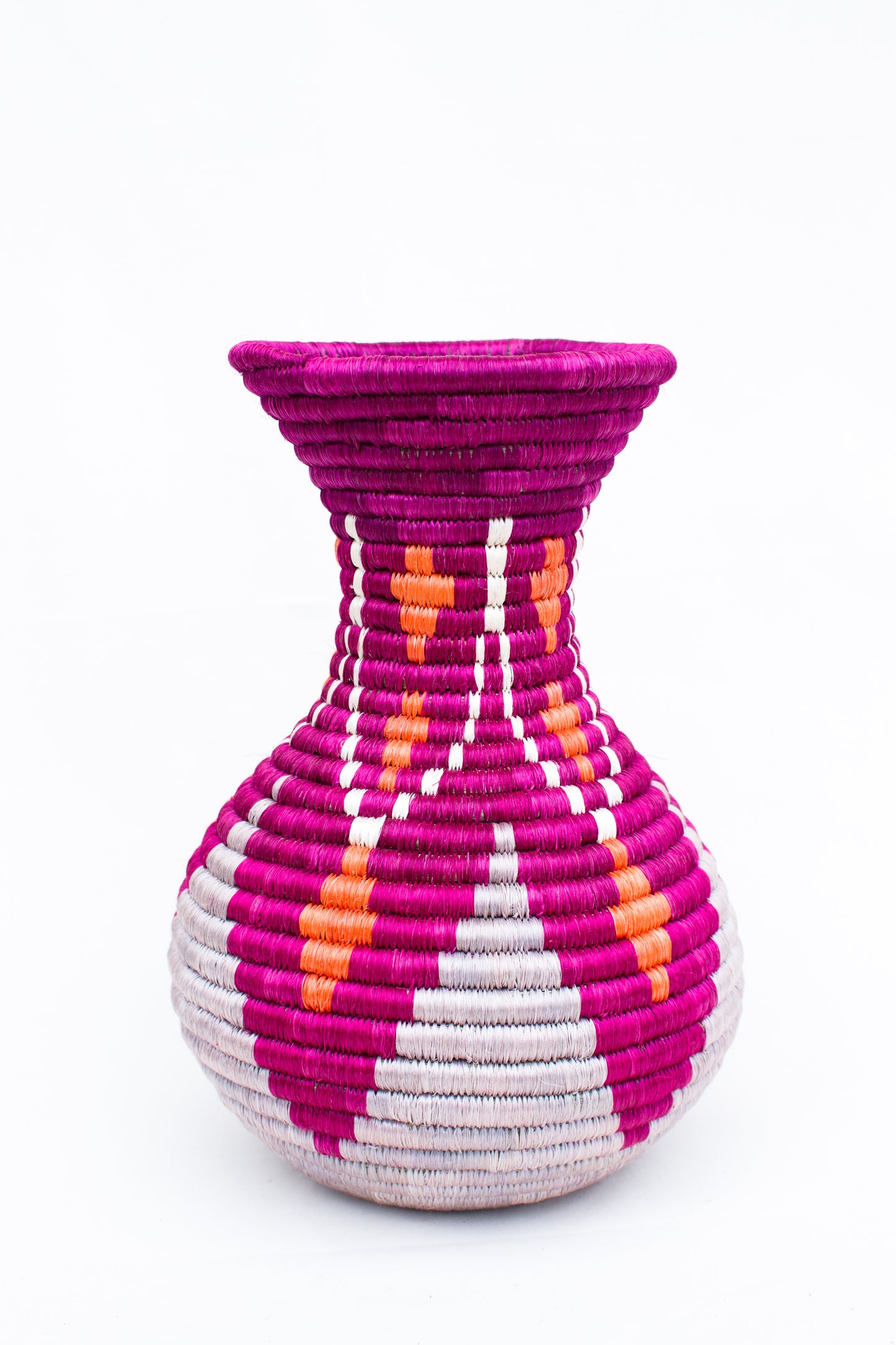 Woven Fluted Vase, Hot Pink