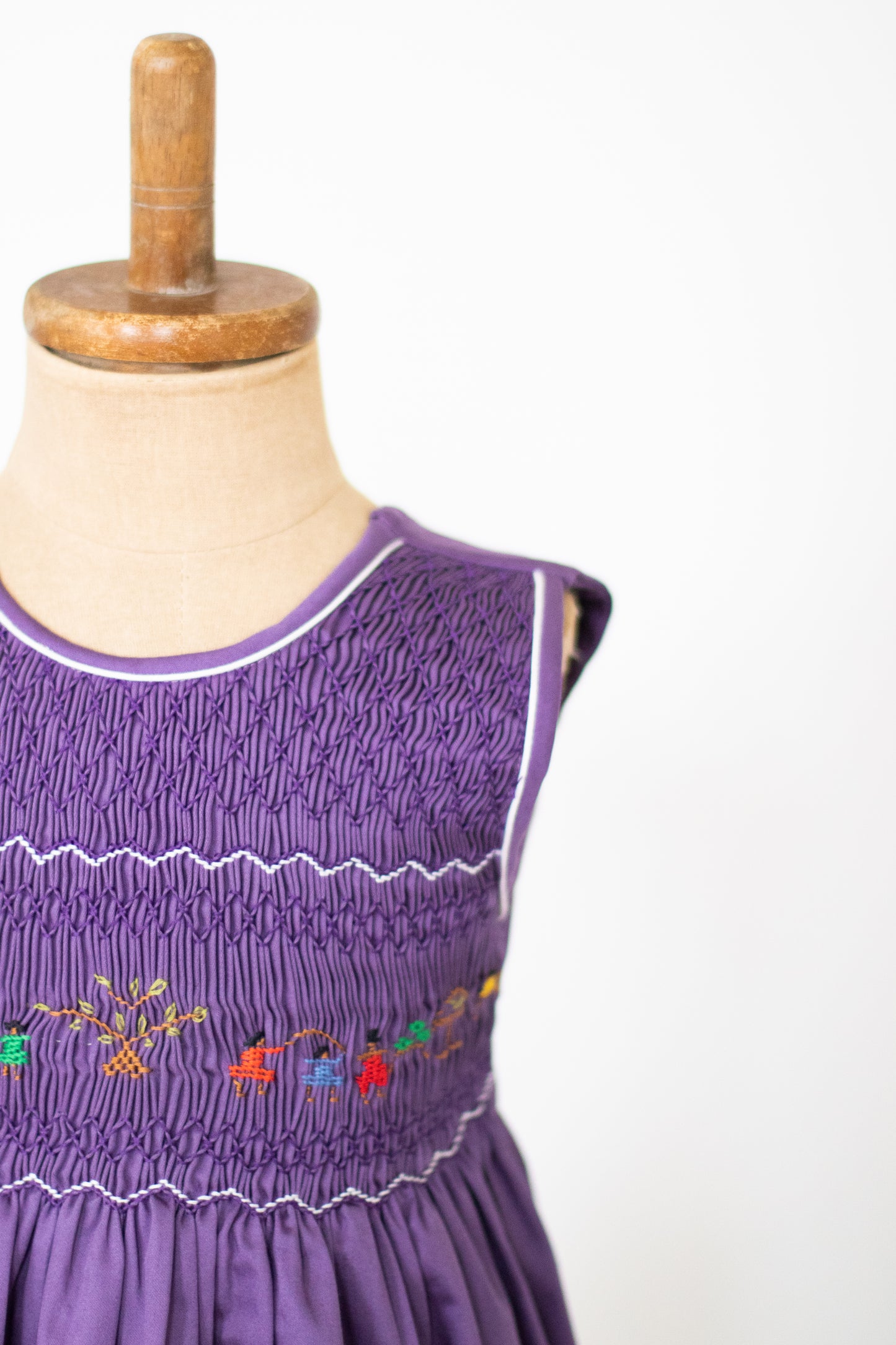 Hand-Smocked Dress Children Playing, Grape