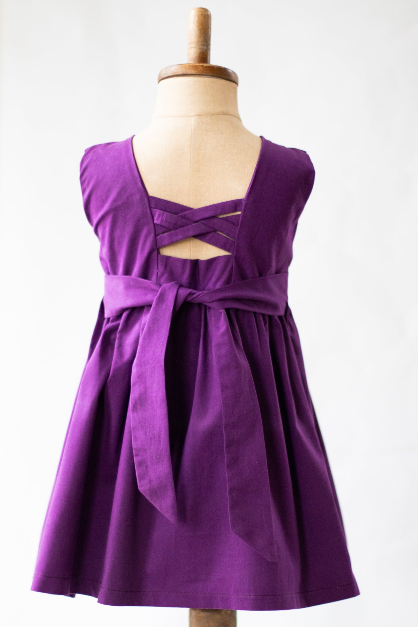 Hand-Smocked Dress Daisies, Dark Purple