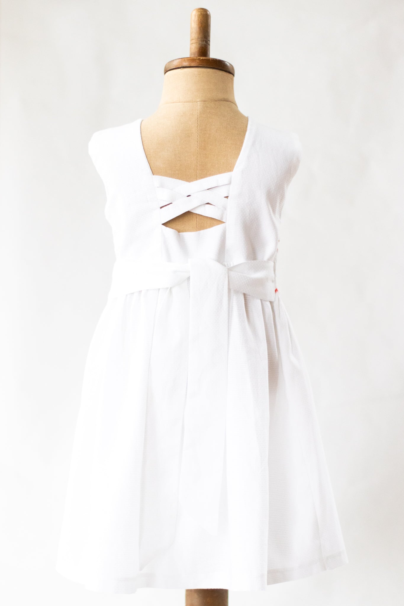 Hand-Smocked Dress Floral, White