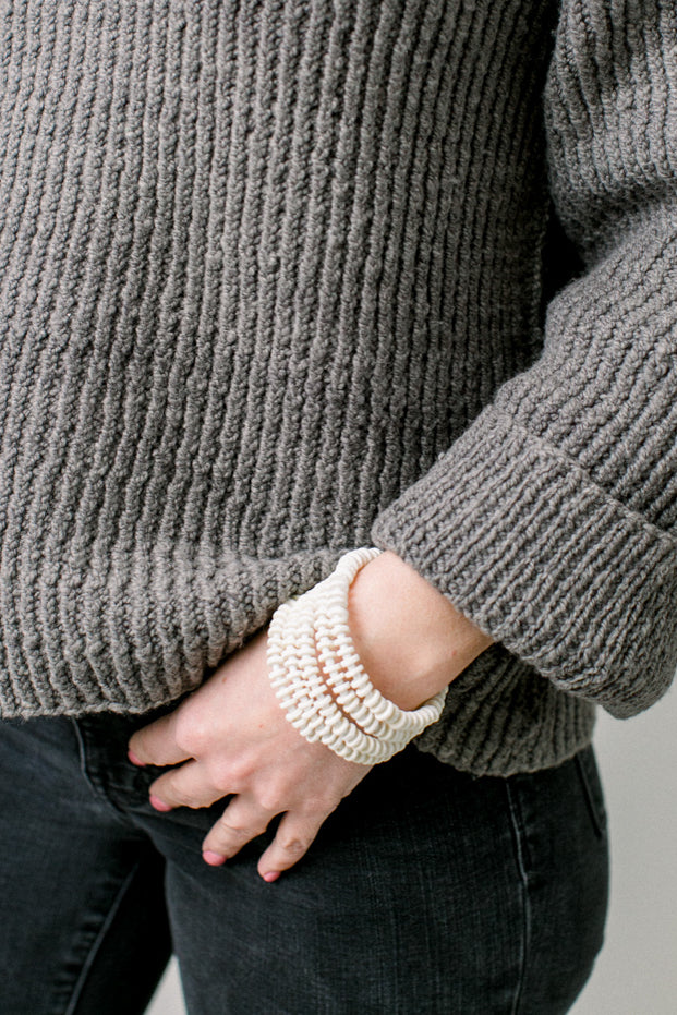 Ostrich Eggshell Safari Spiral Bracelet, Natural