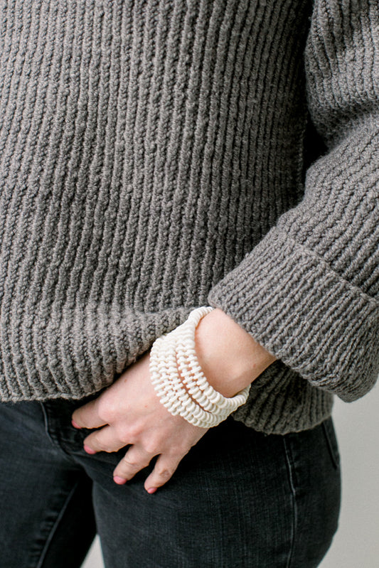 Ostrich Eggshell Safari Spiral Bracelet, Natural