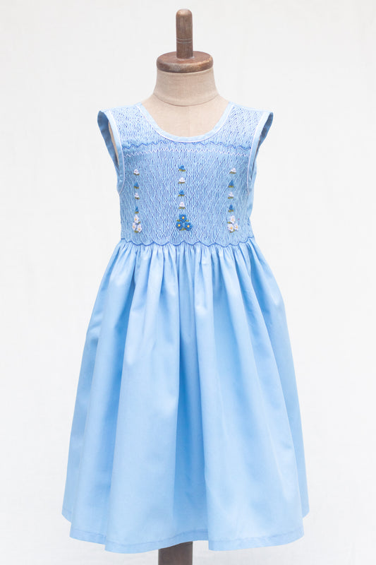 Hand-Smocked Dress, Oxford Blue