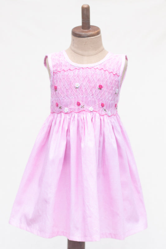 Hand-Smocked Dress, Pink Gingham