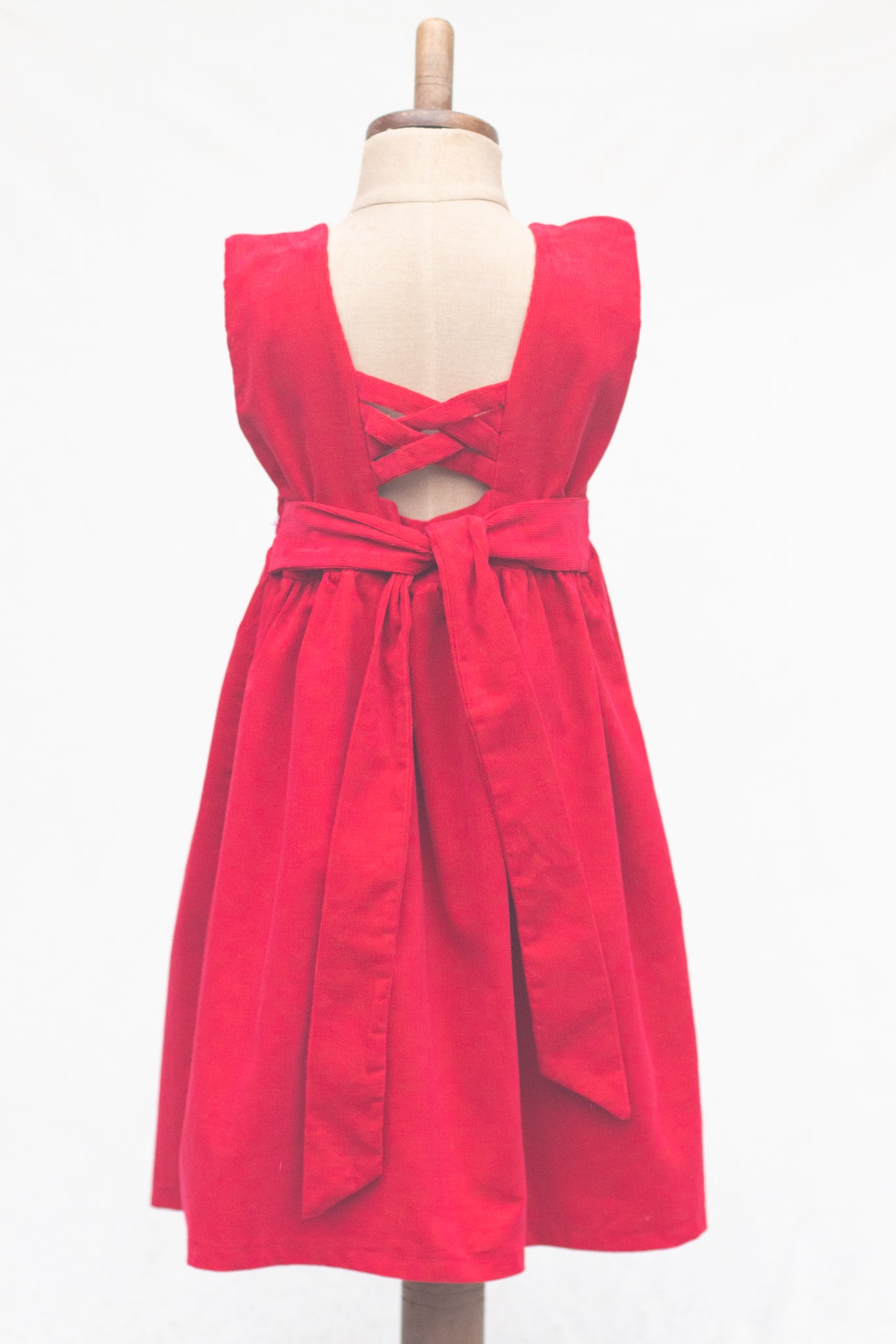 Hand-Smocked Dress, Red Corduroy