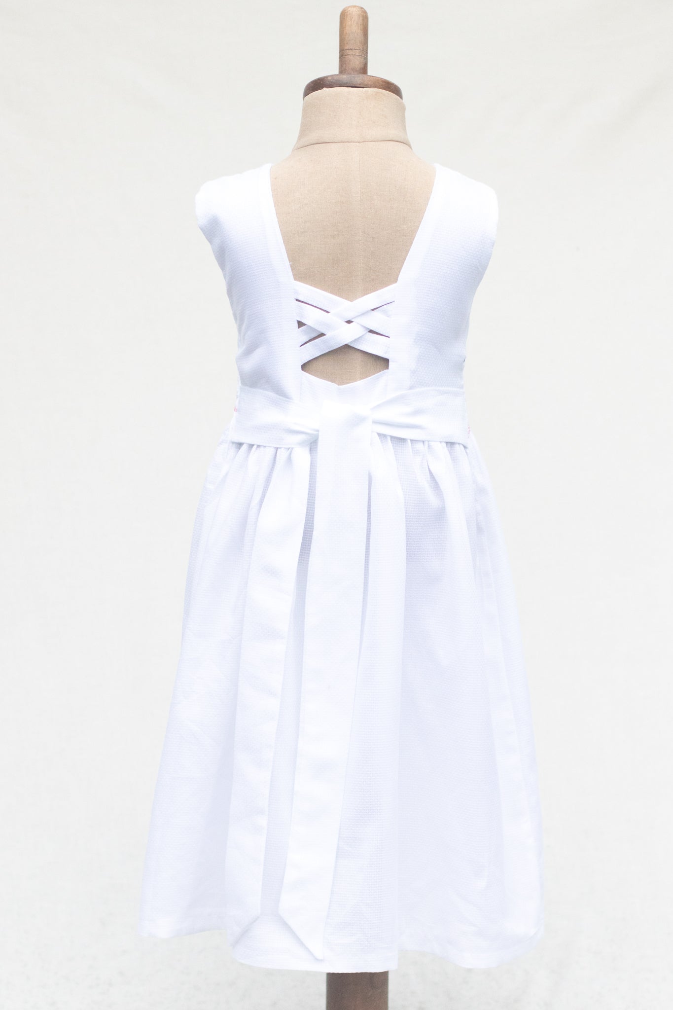 Hand-Smocked Dress Children Playing, White