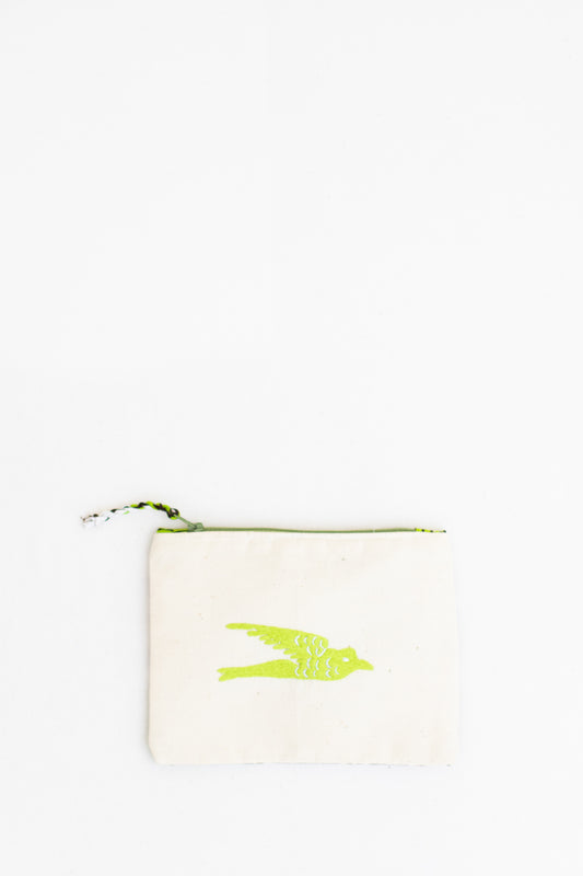 Embroidered Swallow Pouch, Citrine