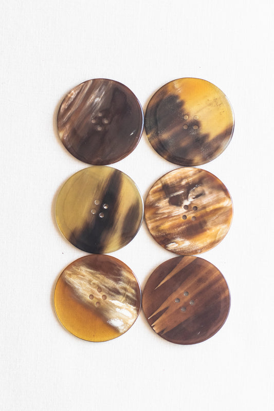 Circular Cow Horn Buttons, 1.5", Mixed Java