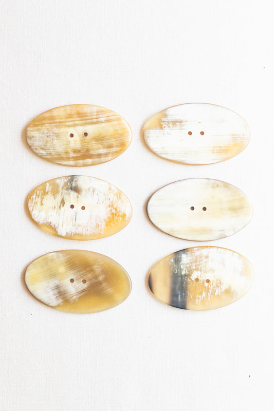 Oval Cow Horn Buttons, 2" x 1", Misto