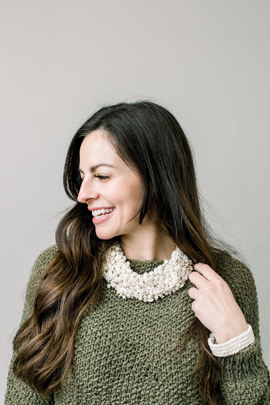 Ostrich Eggshell Cascade Necklace, Natural