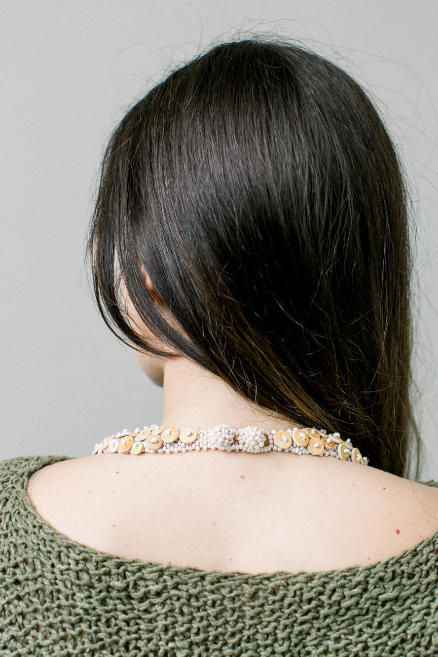 Ostrich Eggshell Trio-Row Skoonheid Collar, Honey