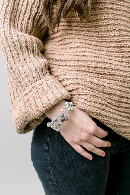 Ostrich Eggshell Safari Spiral Bracelet, Sky