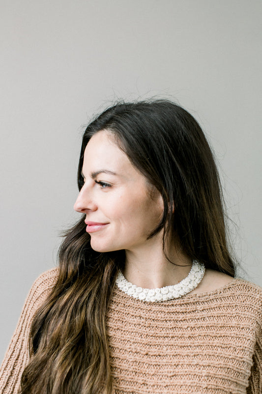 Ostrich Eggshell Double-Row Skoonheid Collar, Natural