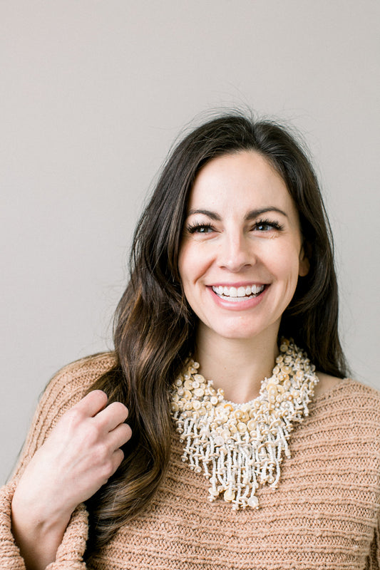 Ostrich Eggshell Waterfall Collar, Honey