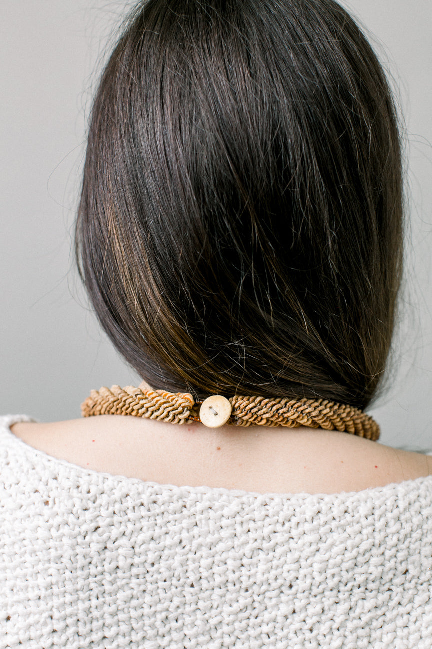 Ostrich Eggshell Namibian Roll Necklace, Sienna