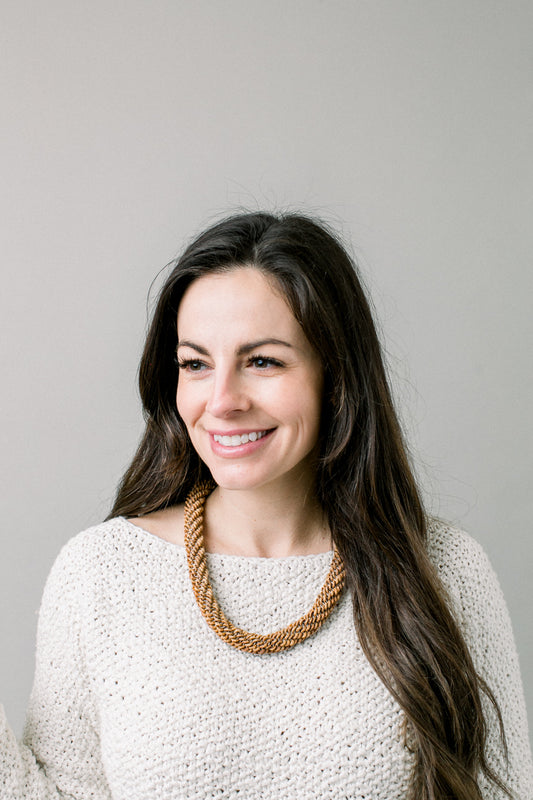 Ostrich Eggshell Namibian Roll Necklace, Sienna