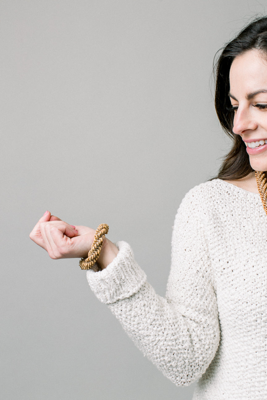 Ostrich Eggshell Namibian Roll Bracelet, Sienna