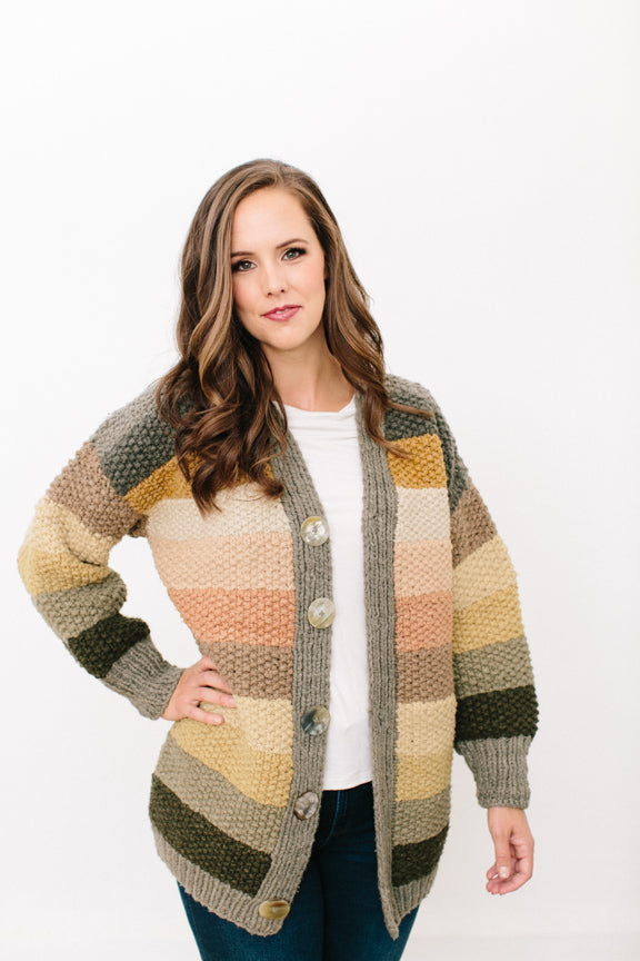 Theodosie Cardigan in Organic Merino, Pastel Palette