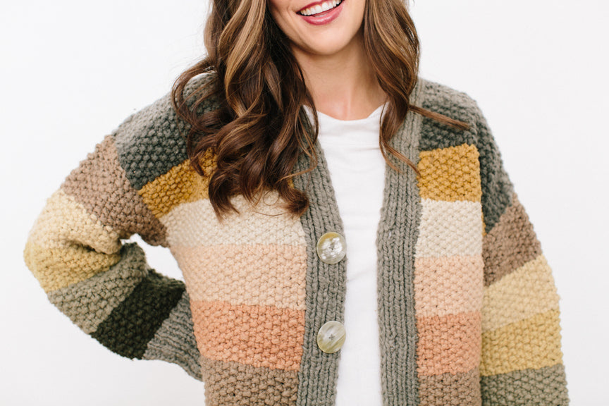 Theodosie Cardigan in Organic Merino, Pastel Palette