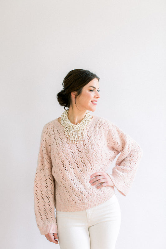 Mary Lace Pullover in Organic Angora and Merino Blend