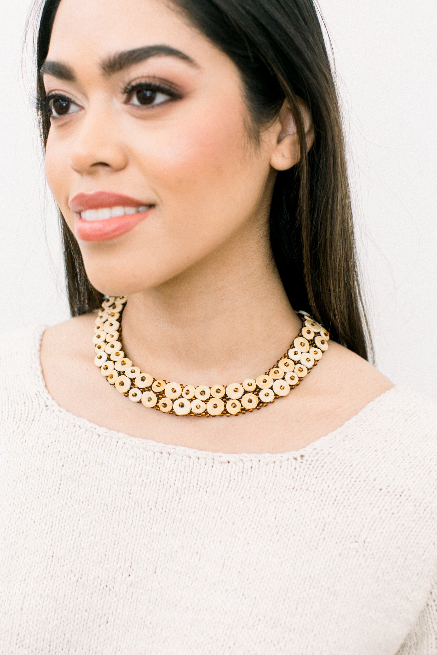 Ostrich Eggshell Double-Row Skoonheid Collar, Copper