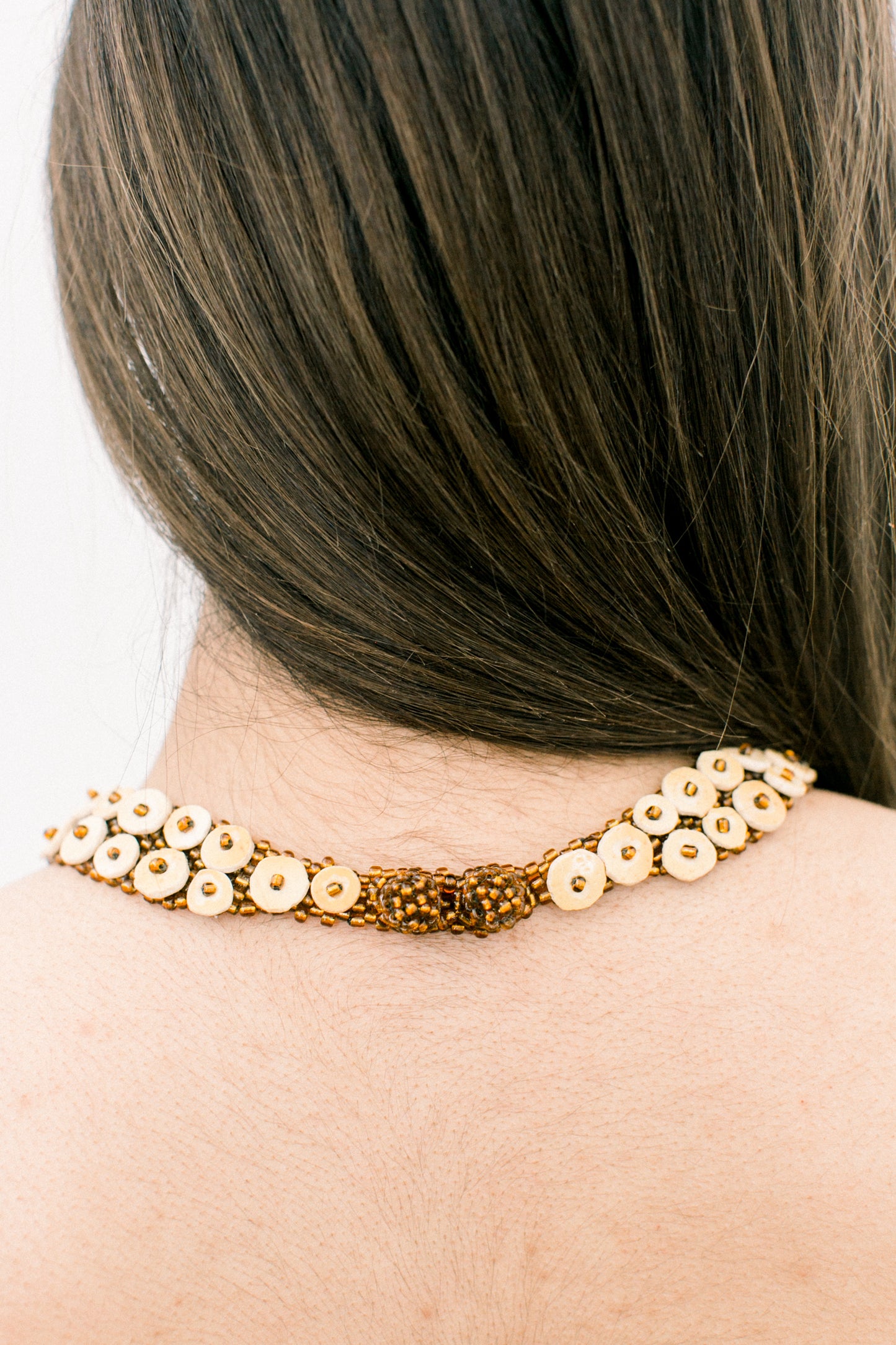 Ostrich Eggshell Double-Row Skoonheid Collar, Copper