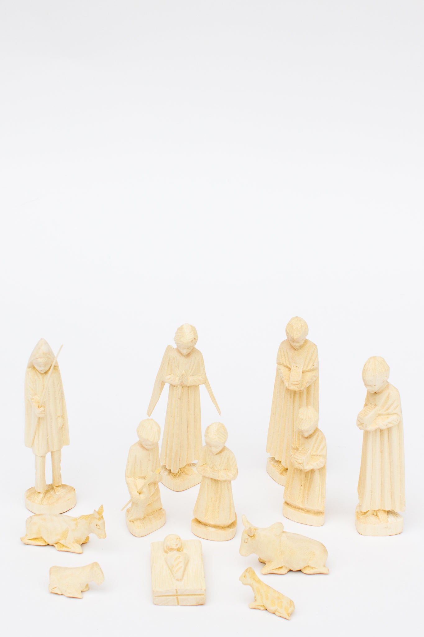 Miniature Hand-Carved Fanazava Wood Nativity, 12-Piece